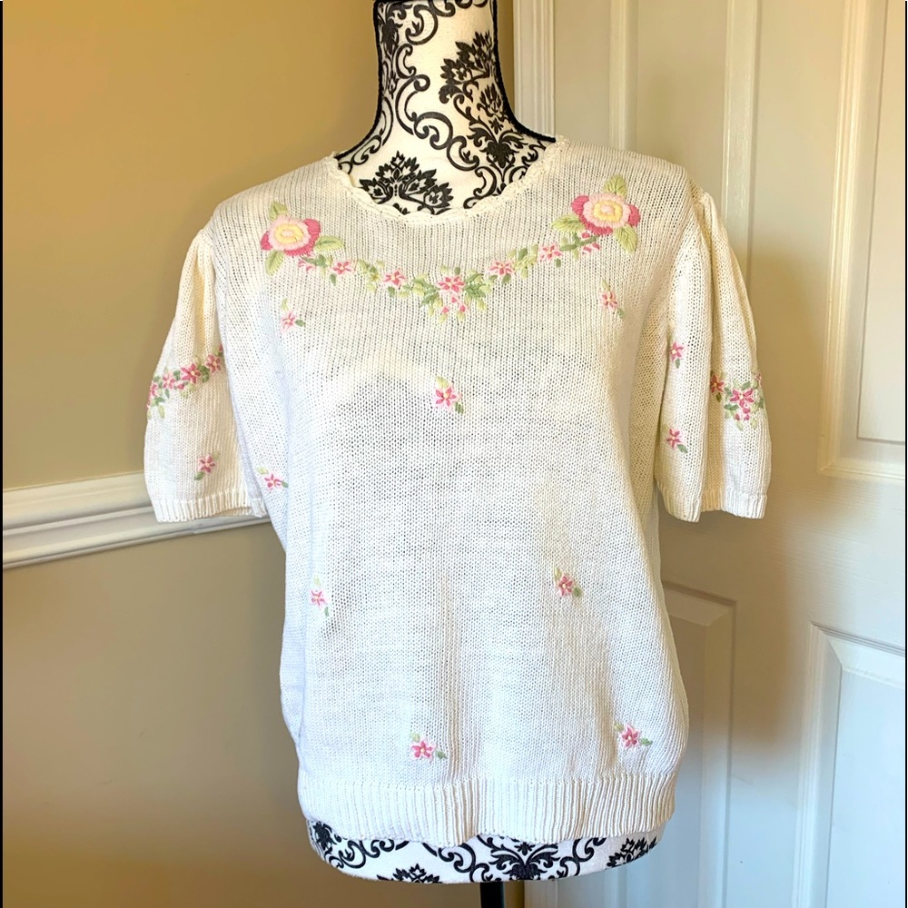 Private Party, Vintage Embroidered Knit Cardigan, size Lg.